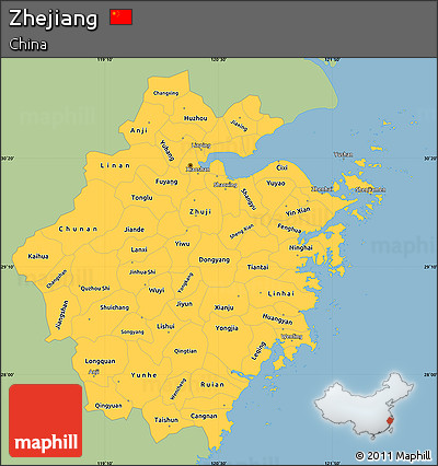 Savanna Style Simple Map of Zhejiang, single color outside