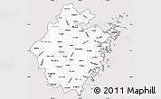 Silver Style Simple Map of Zhejiang, cropped outside