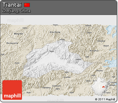 Classic Style 3D Map of Tiantai