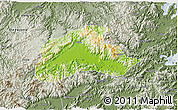 Physical 3D Map of Tiantai, semi-desaturated