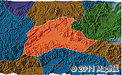 Political 3D Map of Tiantai, darken