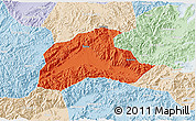 Political 3D Map of Tiantai, lighten