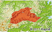 Political 3D Map of Tiantai, physical outside
