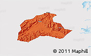 Political 3D Map of Tiantai, single color outside