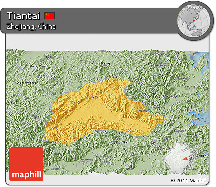 Savanna Style 3D Map of Tiantai