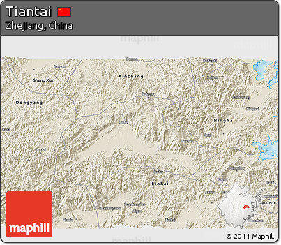 Shaded Relief 3D Map of Tiantai
