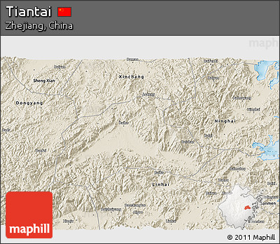 Shaded Relief 3D Map of Tiantai