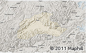 Shaded Relief 3D Map of Tiantai, semi-desaturated