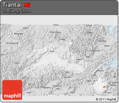 Silver Style 3D Map of Tiantai