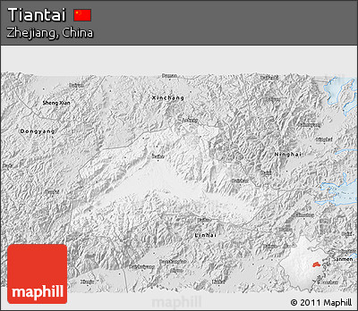 Silver Style 3D Map of Tiantai