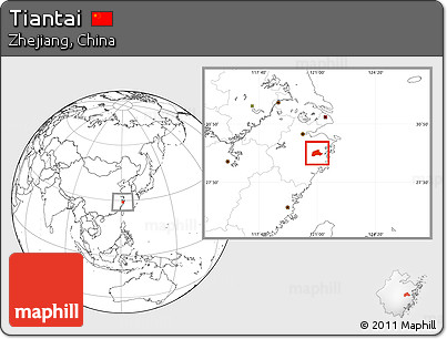 Blank Location Map of Tiantai