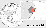 Blank Location Map of Tiantai, highlighted country, highlighted parent region