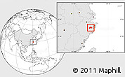 Blank Location Map of Tiantai, highlighted country