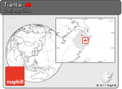 Blank Location Map of Tiantai, highlighted parent region