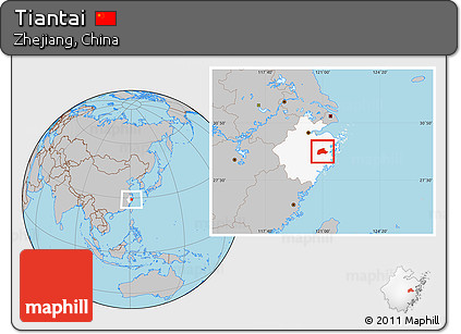 Gray Location Map of Tiantai, highlighted parent region