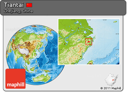 Physical Location Map of Tiantai