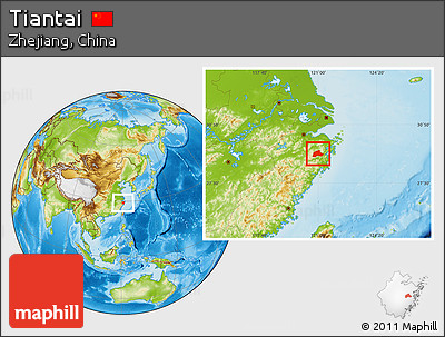 Physical Location Map of Tiantai