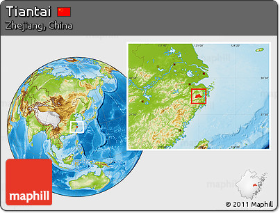 Physical Location Map of Tiantai