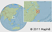 Savanna Style Location Map of Tiantai, hill shading