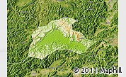 Physical Map of Tiantai, satellite outside