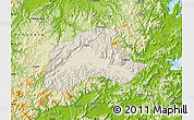 Shaded Relief Map of Tiantai, physical outside