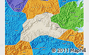 Shaded Relief Map of Tiantai, political outside