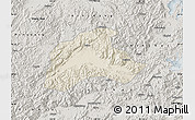Shaded Relief Map of Tiantai, semi-desaturated