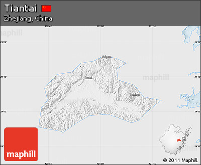 Silver Style Map of Tiantai, single color outside