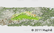 Physical Panoramic Map of Tiantai, semi-desaturated