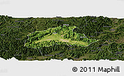 Satellite Panoramic Map of Tiantai, darken