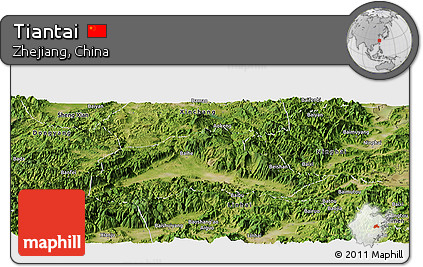 Satellite Panoramic Map of Tiantai