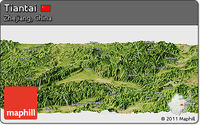 Satellite Panoramic Map of Tiantai