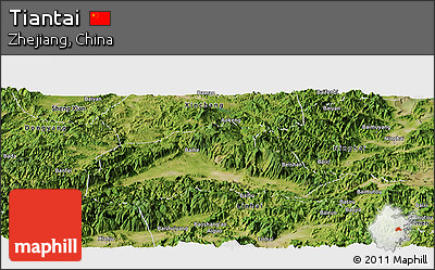 Satellite Panoramic Map of Tiantai