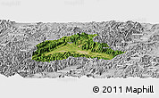 Satellite Panoramic Map of Tiantai, lighten, desaturated