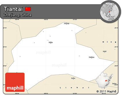 Classic Style Simple Map of Tiantai