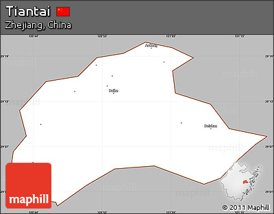 Gray Simple Map of Tiantai, cropped outside