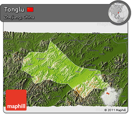 Physical 3D Map of Tonglu, darken