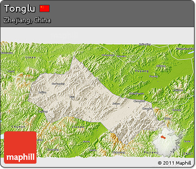 Shaded Relief 3D Map of Tonglu, physical outside