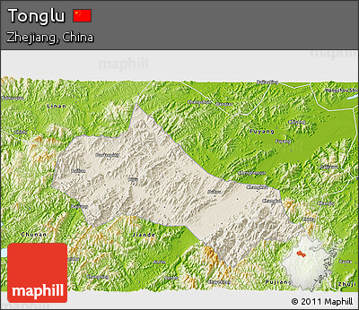 Shaded Relief 3D Map of Tonglu, physical outside