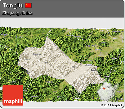 Shaded Relief 3D Map of Tonglu, satellite outside