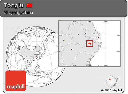 Blank Location Map of Tonglu, highlighted country