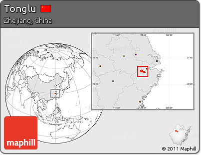 Blank Location Map of Tonglu, highlighted country