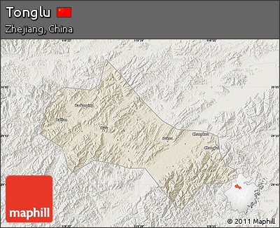 Shaded Relief Map of Tonglu, lighten