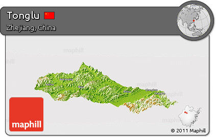 Physical Panoramic Map of Tonglu, cropped outside