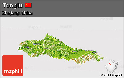 Physical Panoramic Map of Tonglu, cropped outside