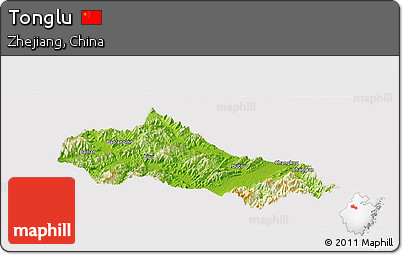 Physical Panoramic Map of Tonglu, cropped outside