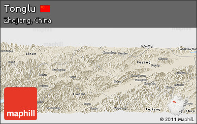 Shaded Relief Panoramic Map of Tonglu