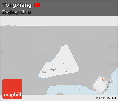 Gray 3D Map of Tongxiang, single color outside