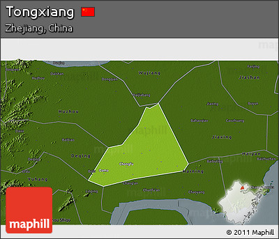 Physical 3D Map of Tongxiang, darken