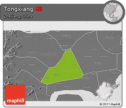 Physical 3D Map of Tongxiang, desaturated